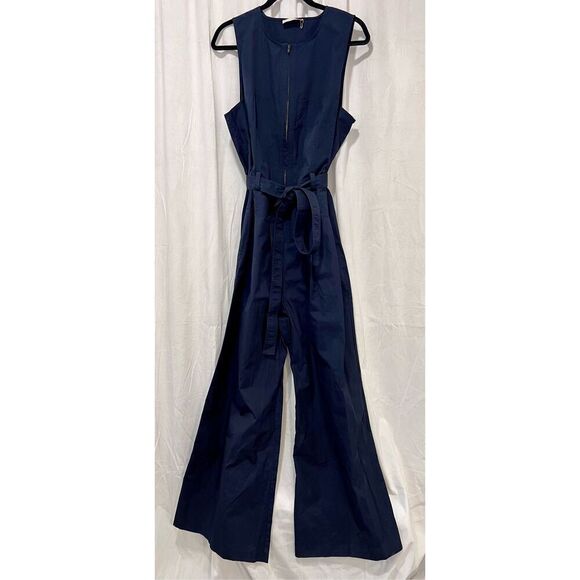 Ulla Johnson Women's Navy Cotton Wide-Leg Jumpsuit Size 16 NWOT - Picture 6 of 10